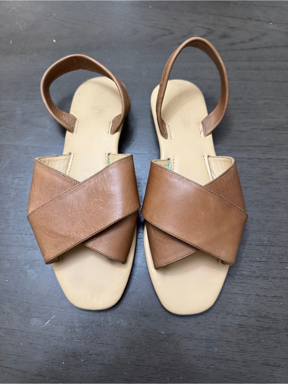 Nisolo Brown Leather Crisscross Slingback Sandals